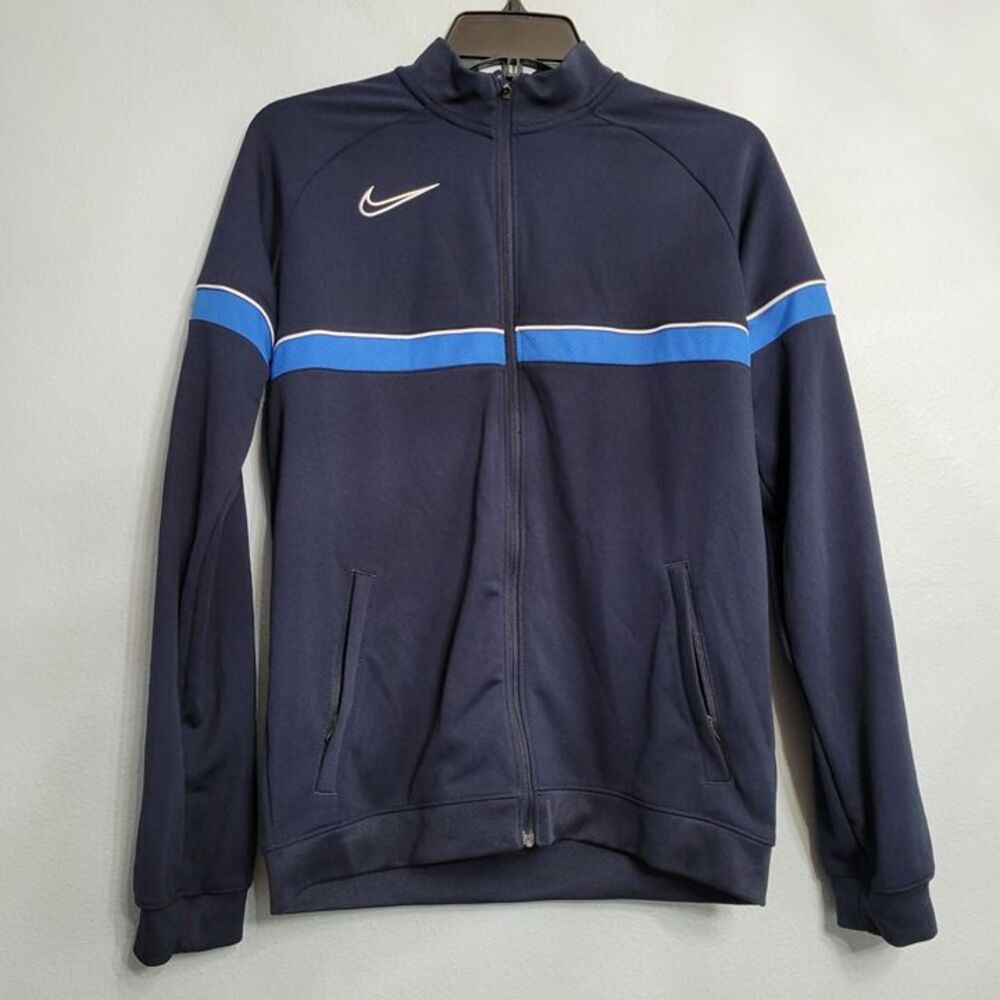 NIKE Dri-FIT Academy 21 Knit Track Jacket Navy Blue White Stripe Soccer XL